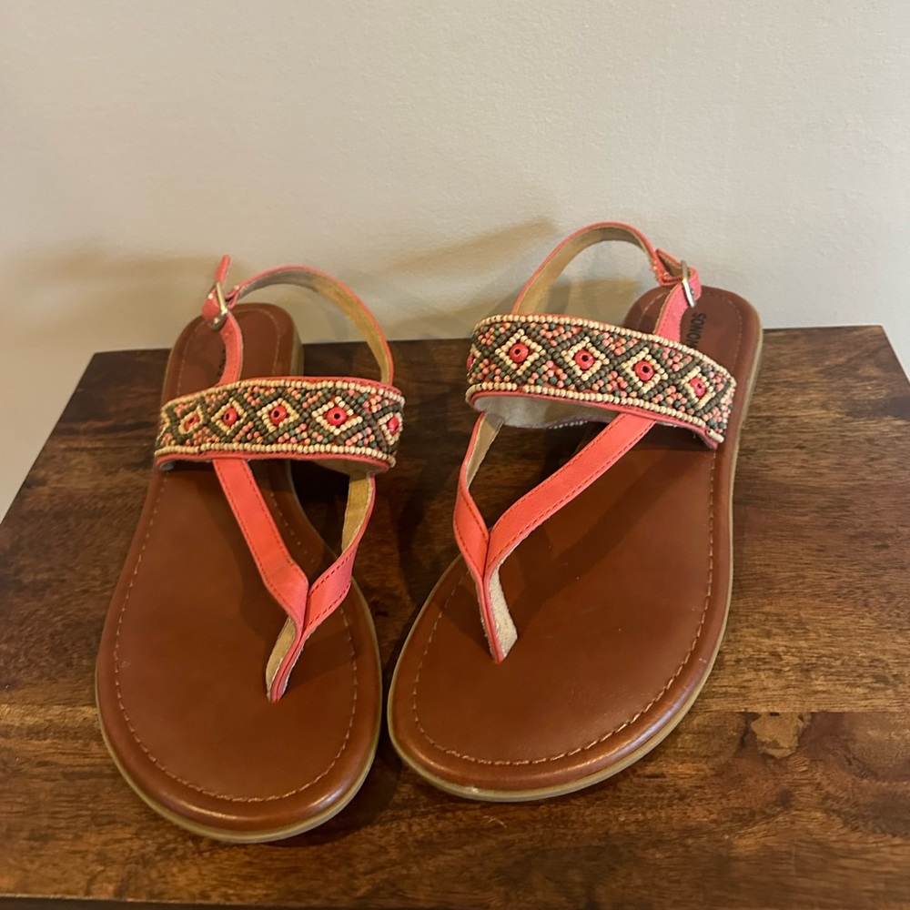 Coral with beads sandals size 9